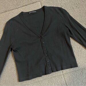 Brandy Melville black button down crop top